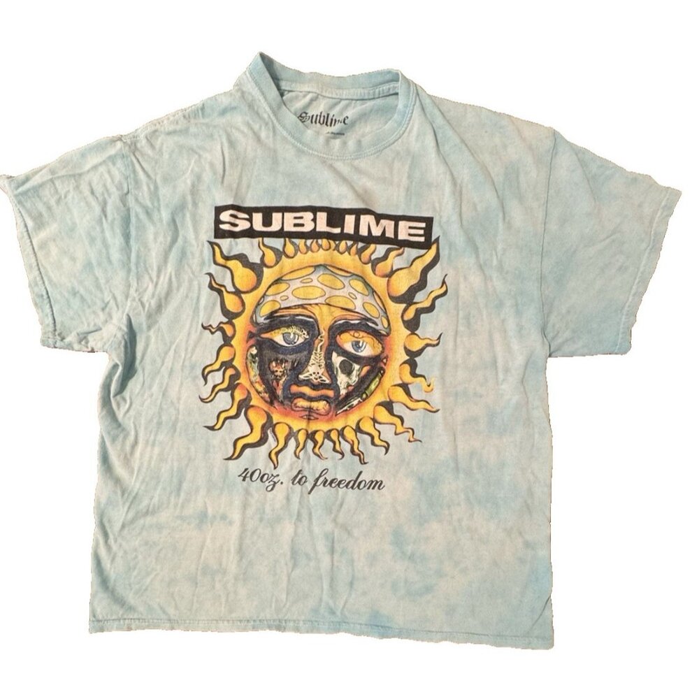 Sublime 40oz. to Freedom Tie Dye T-Shirt XL Blue Sun Graphic Band Tee Men